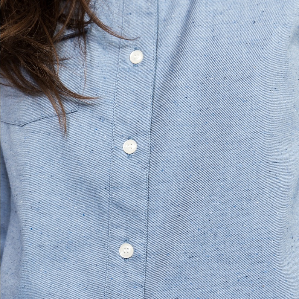 Bridge & Burn Women’s Button Down Shirt Top Longsleeve in Pale Blue Fleck Size S - Picture 2 of 14